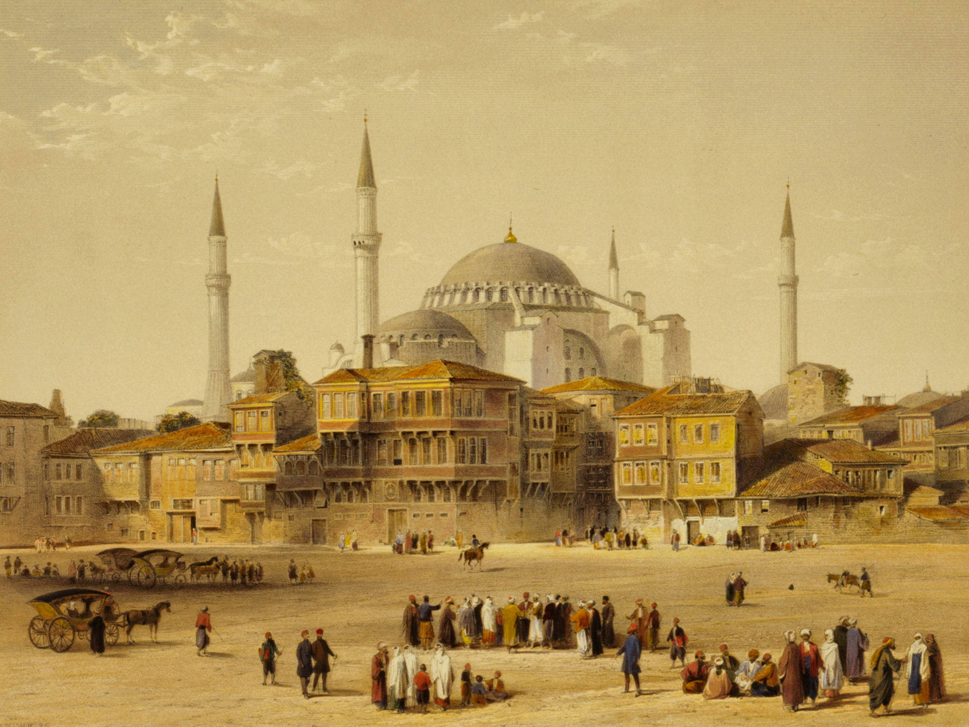 Beautiful Mosque Hagia Sophia Illustration Wallpaper