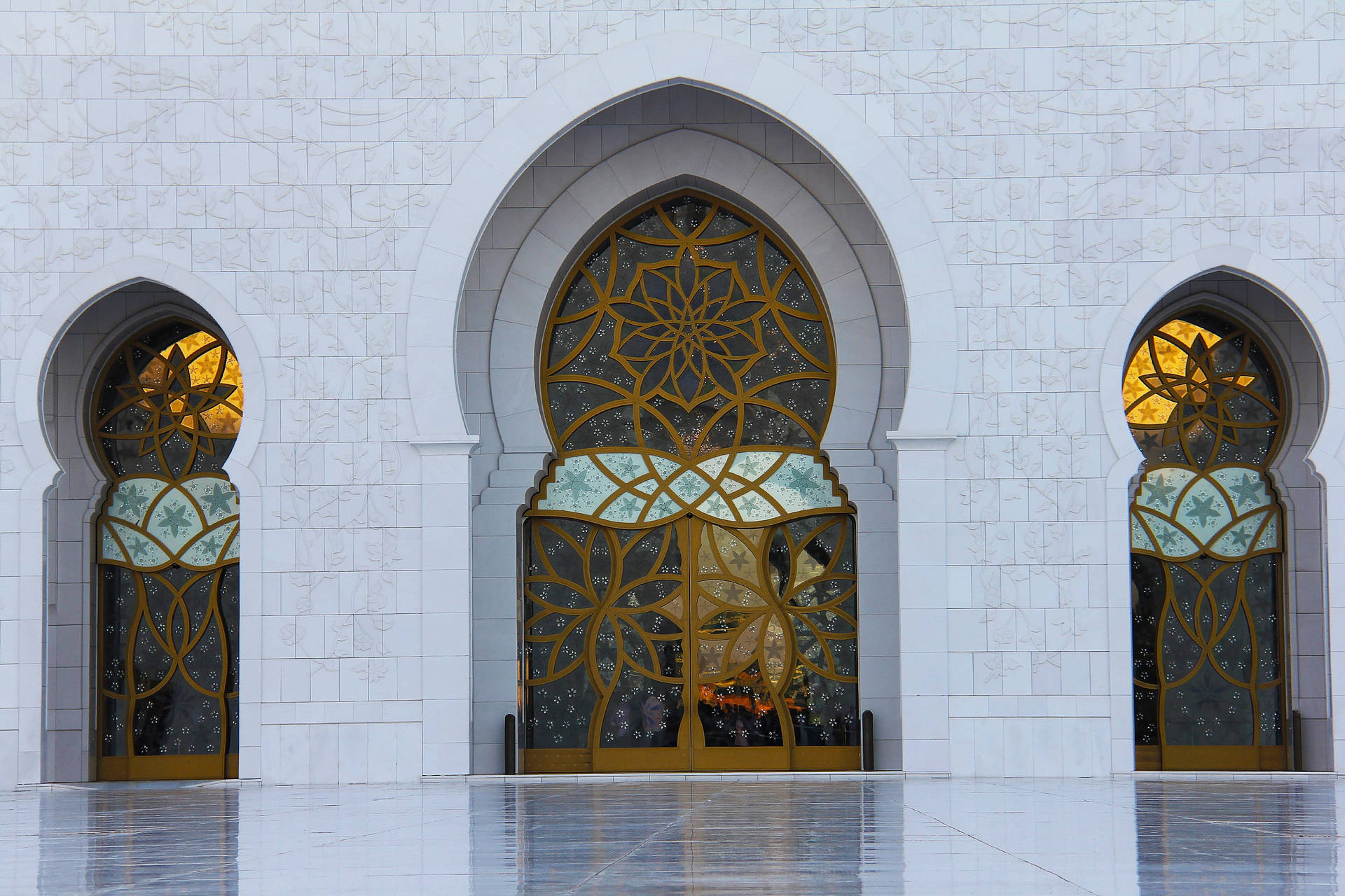 Beautiful Mosque Sheikh Zayed Doorway Wallpaper