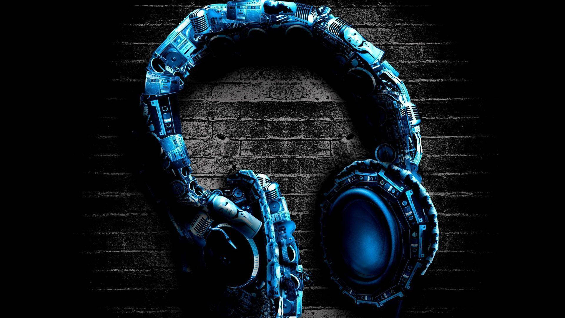Beautiful Music Blue Headset Wallpaper