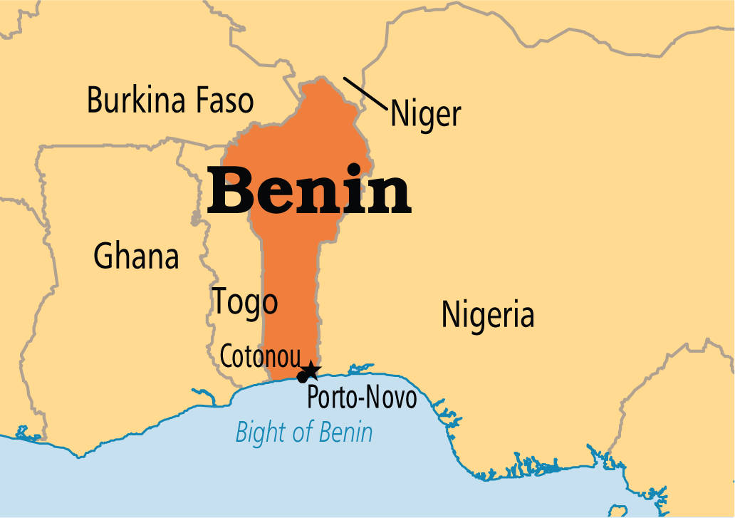 Benin Highlighted on The World Map Wallpaper