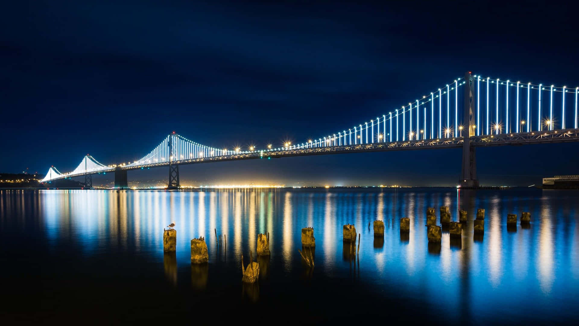 Oakland Bay Bridge With Blue Glow Best San Francisco Background