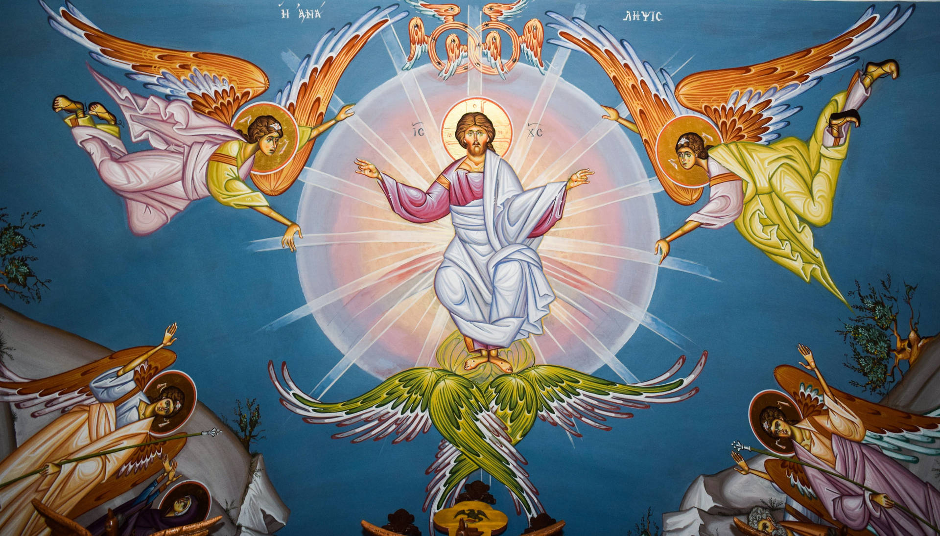 Biblical Angels Colorful Wings Wallpaper