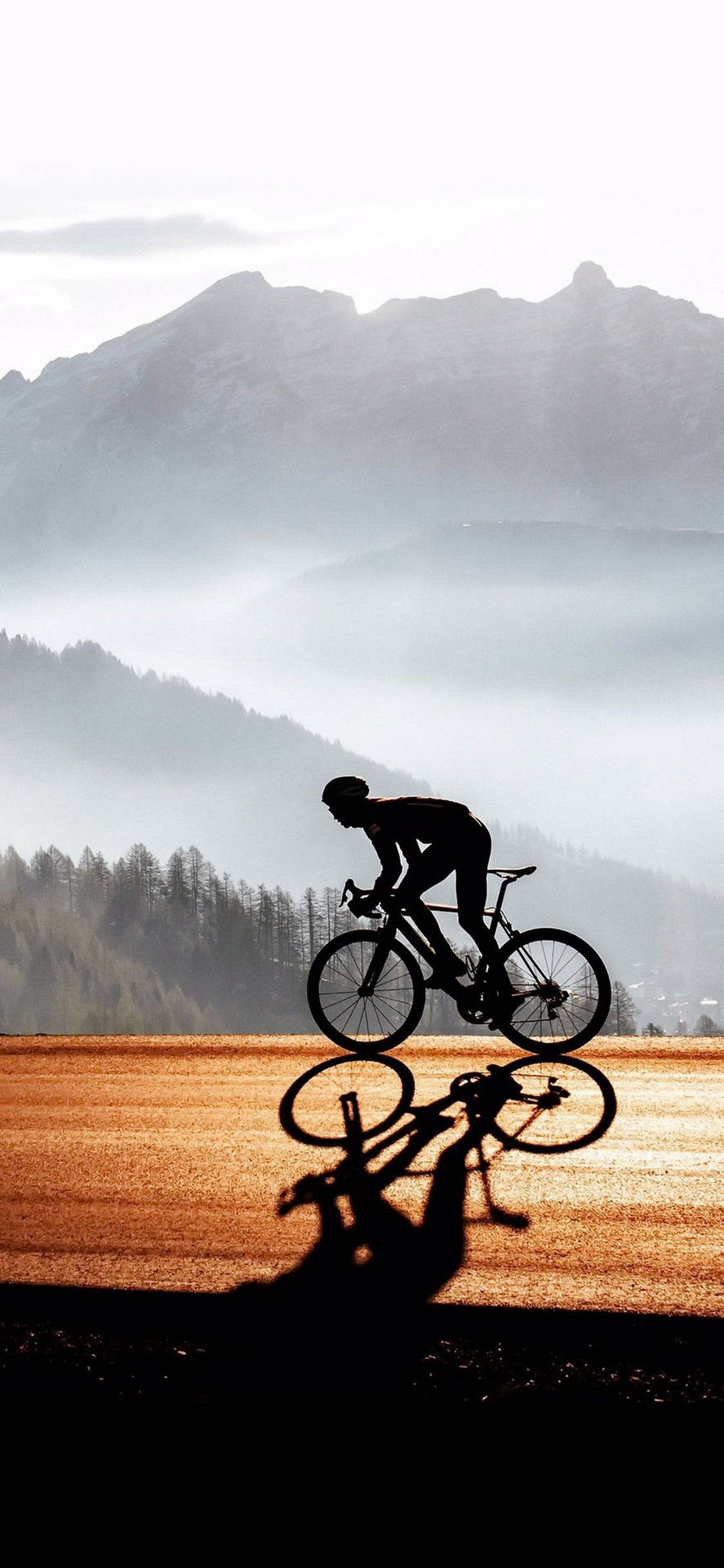 Picturesque Bicycle iPhone Cyclist Silhouette Wallpaper