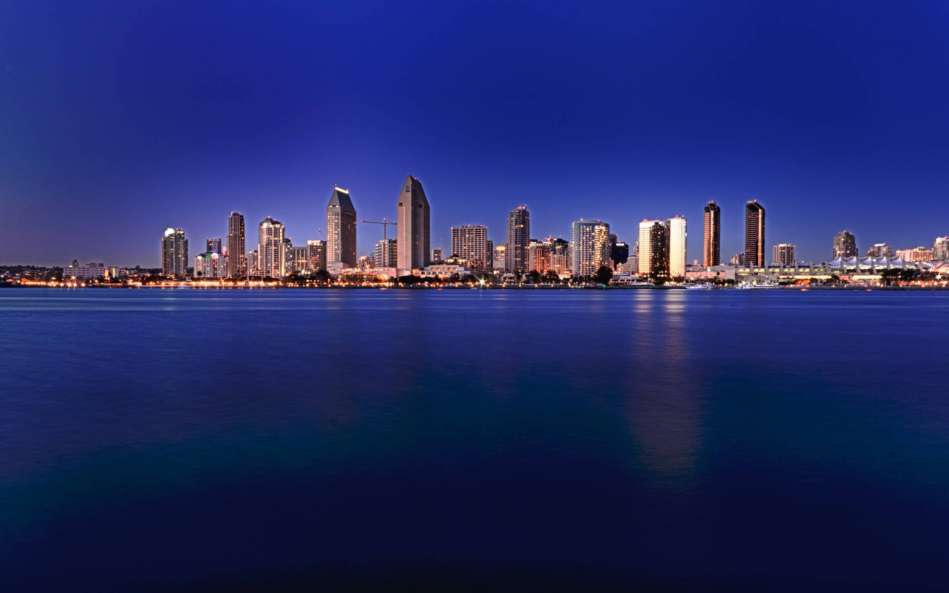 Scenic View of San Diego Skyline with Blue Sea Wallpaper
