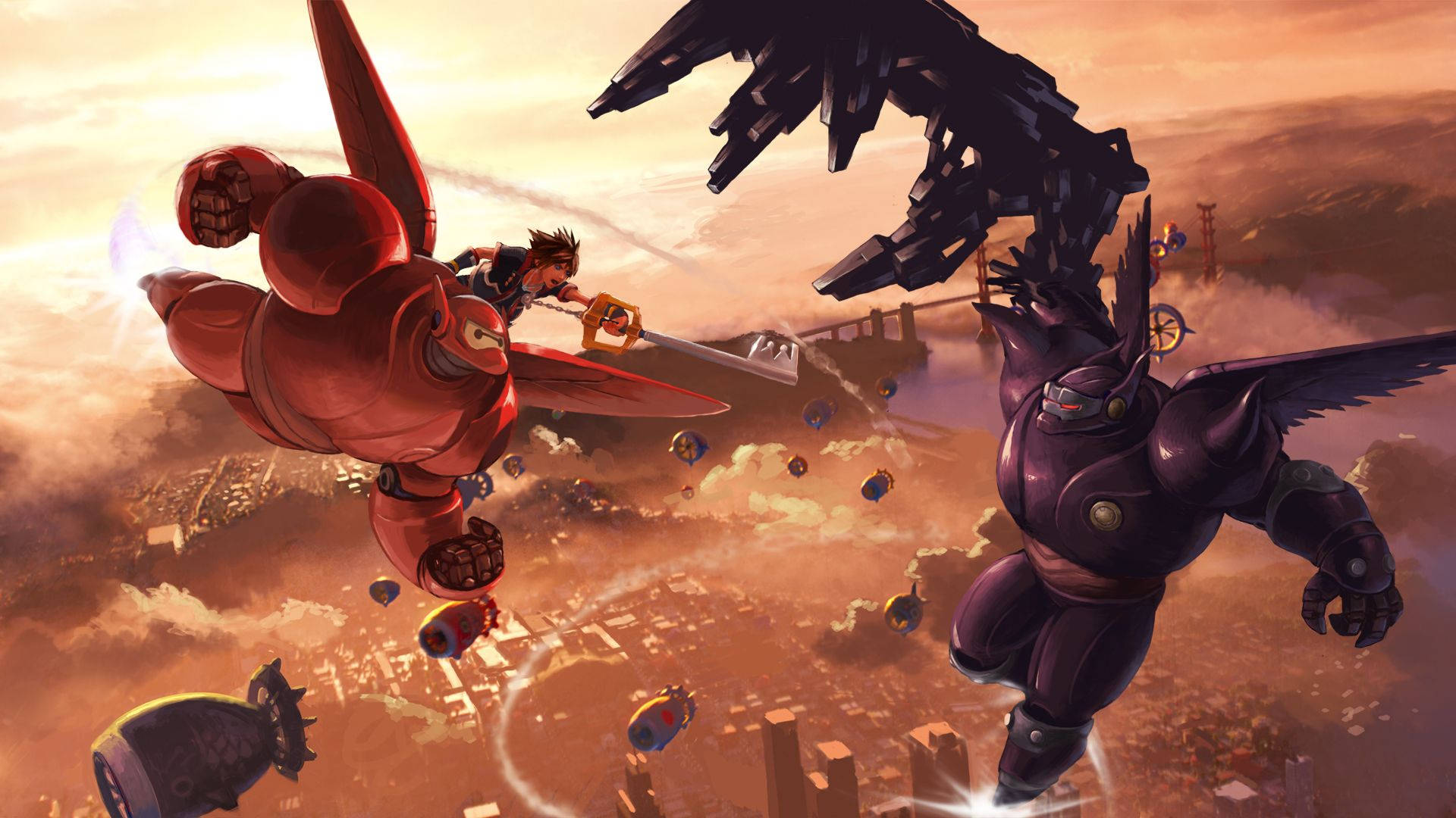 Kingdom Hearts 3 meets Big Hero 6 Wallpaper