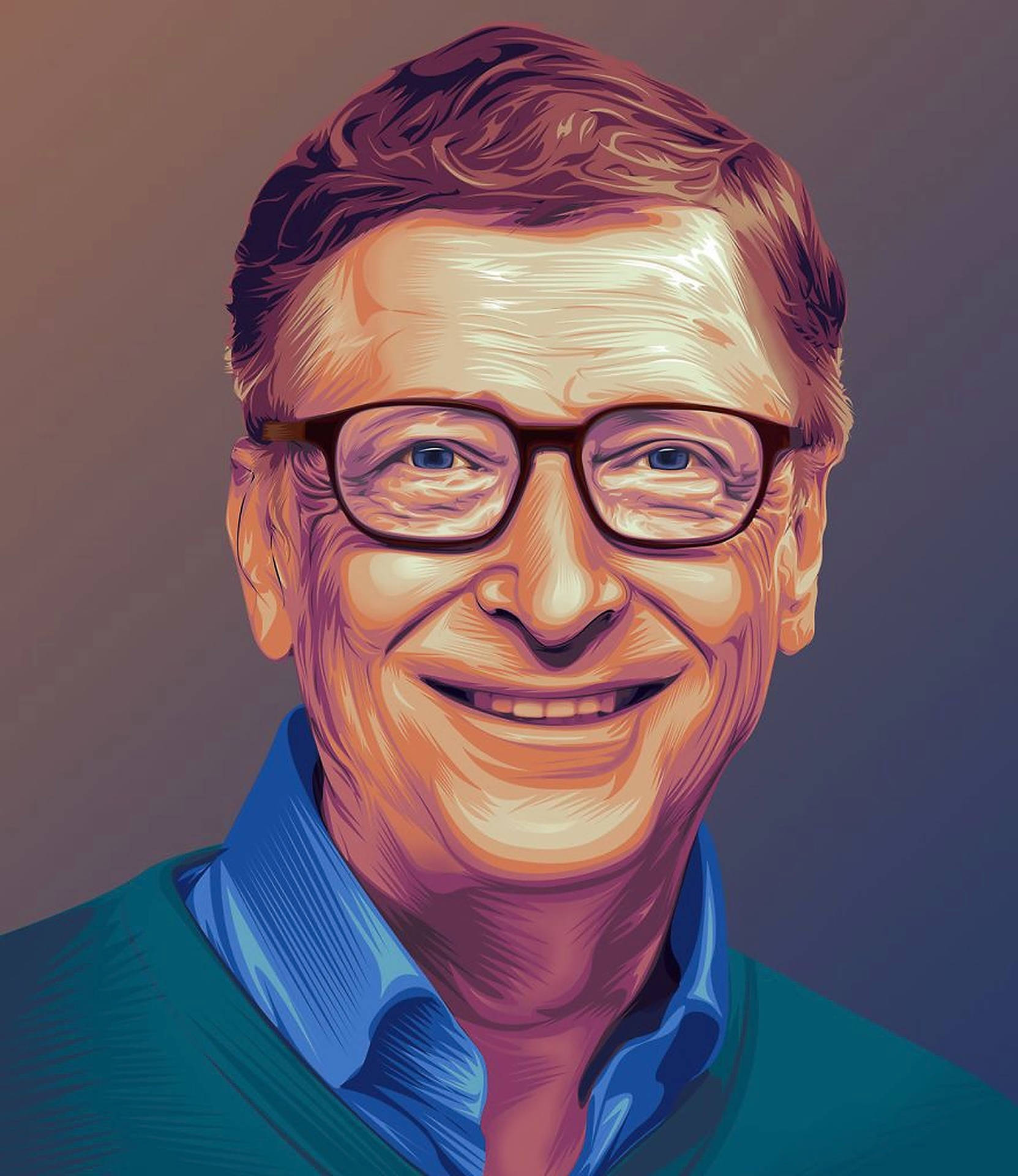 Bill Gates Realistic Digital Art Wallpaper