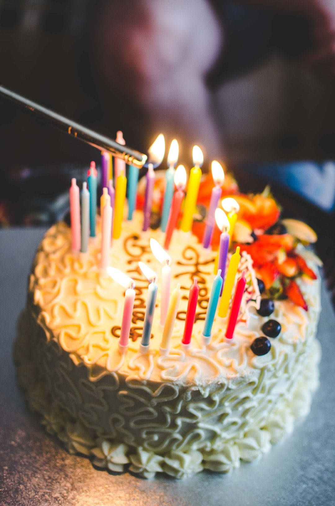 Birthday Cake With Multiple Lit Candles Wallpaper