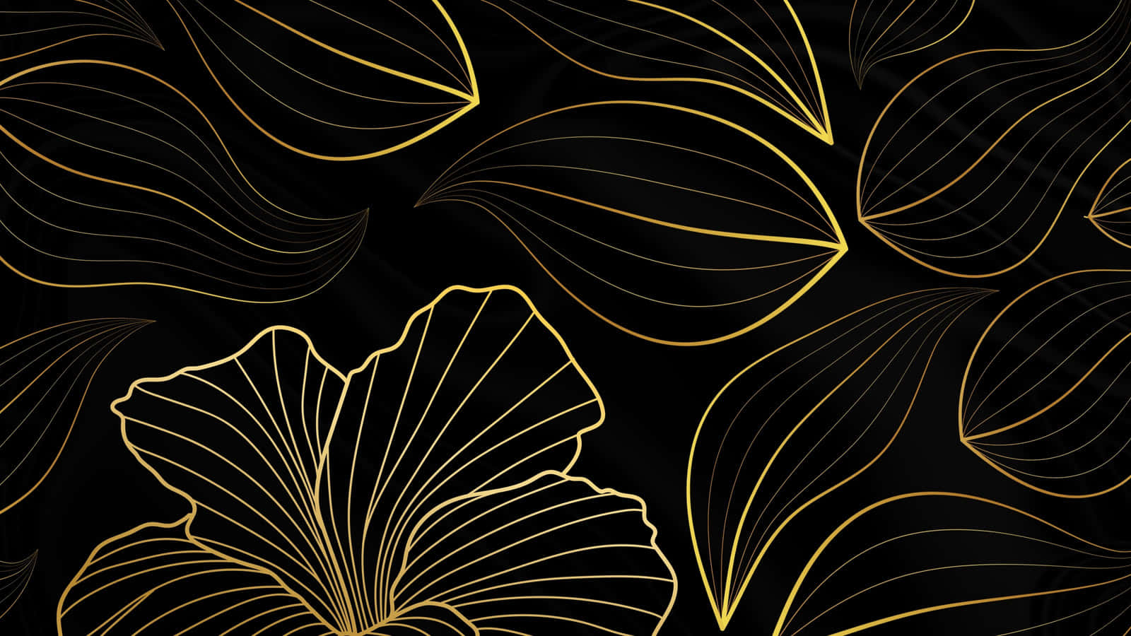 Gold Leaf Pattern On Black Background Wallpaper