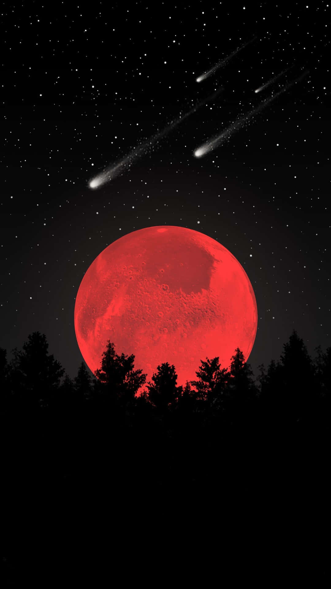 Black And Red Aesthetic Blood Moon Vector Art Wallpaper