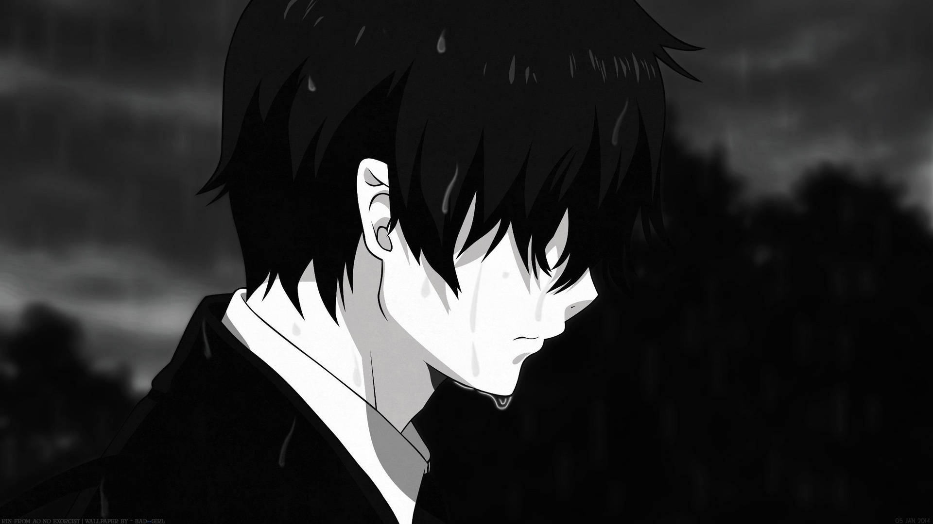 Black And White Alone Sad Anime Boys Wallpaper