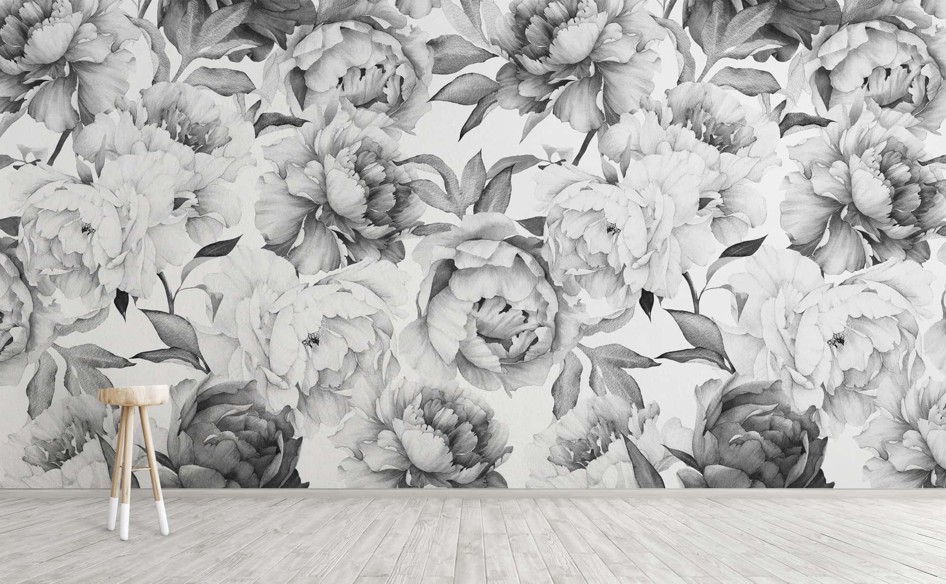 Black And White Flower Patterns Wall Background