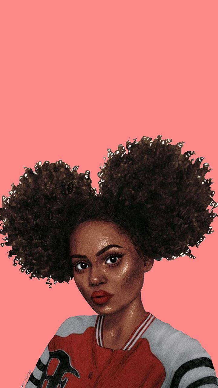Empowered Black Baddie Girl With Voluminous Frizzy Hair Wallpaper