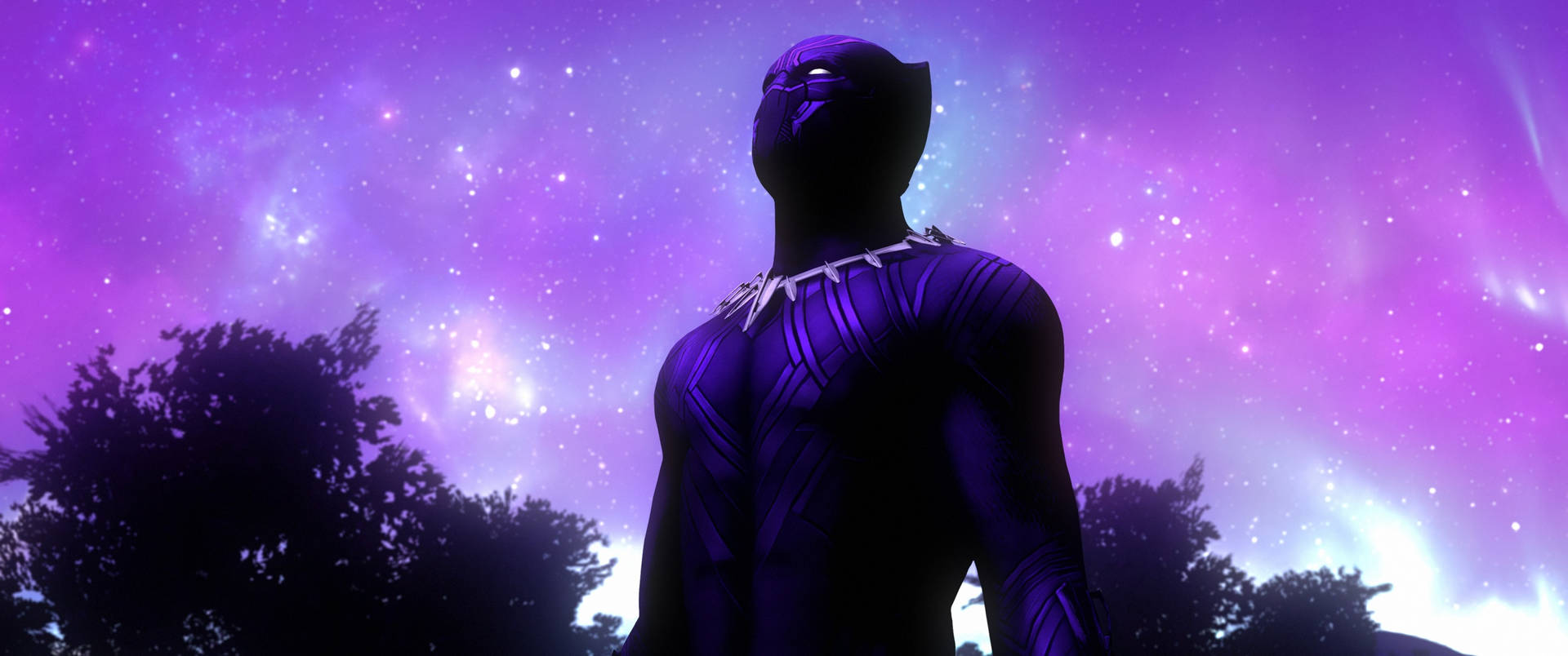 Black Panther Superhero Aesthetic Purple Sky Wallpaper