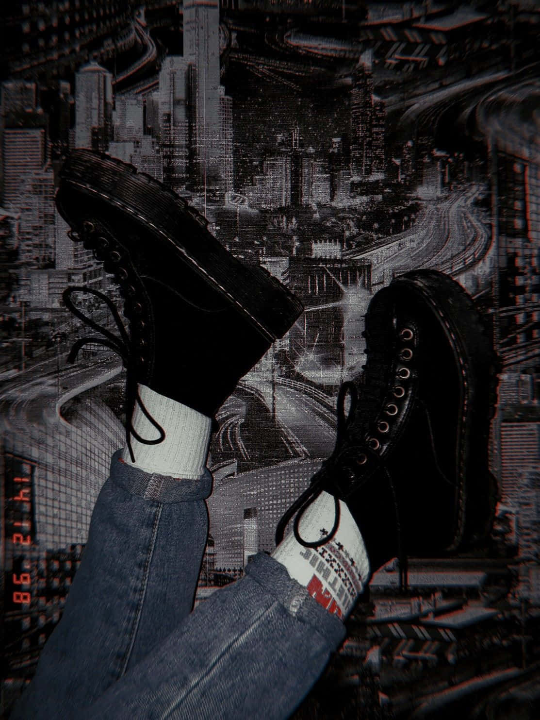 Black Retro Upside-down Feet Wallpaper