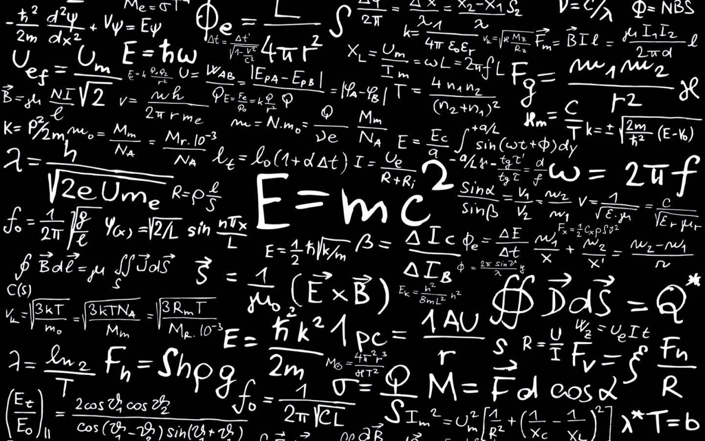 A representation of scientific formulas in black and white Wallpaper