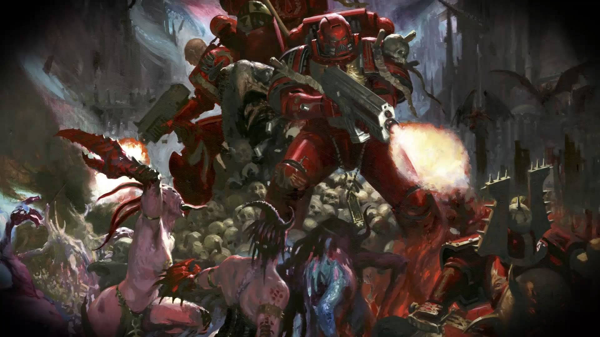 The Iconic Battle between Blood Angels and Chaos Daemons Wallpaper