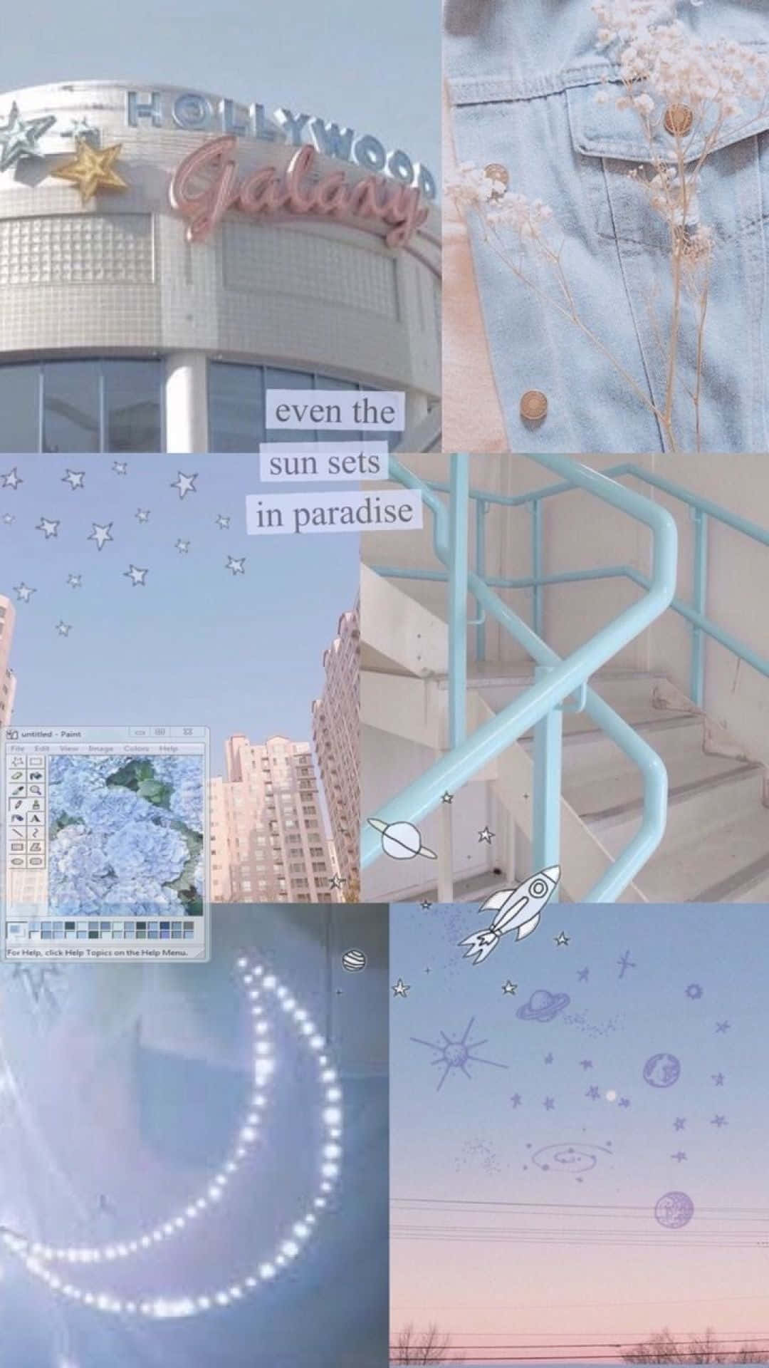Pastel Blue Aesthetic Background Collage