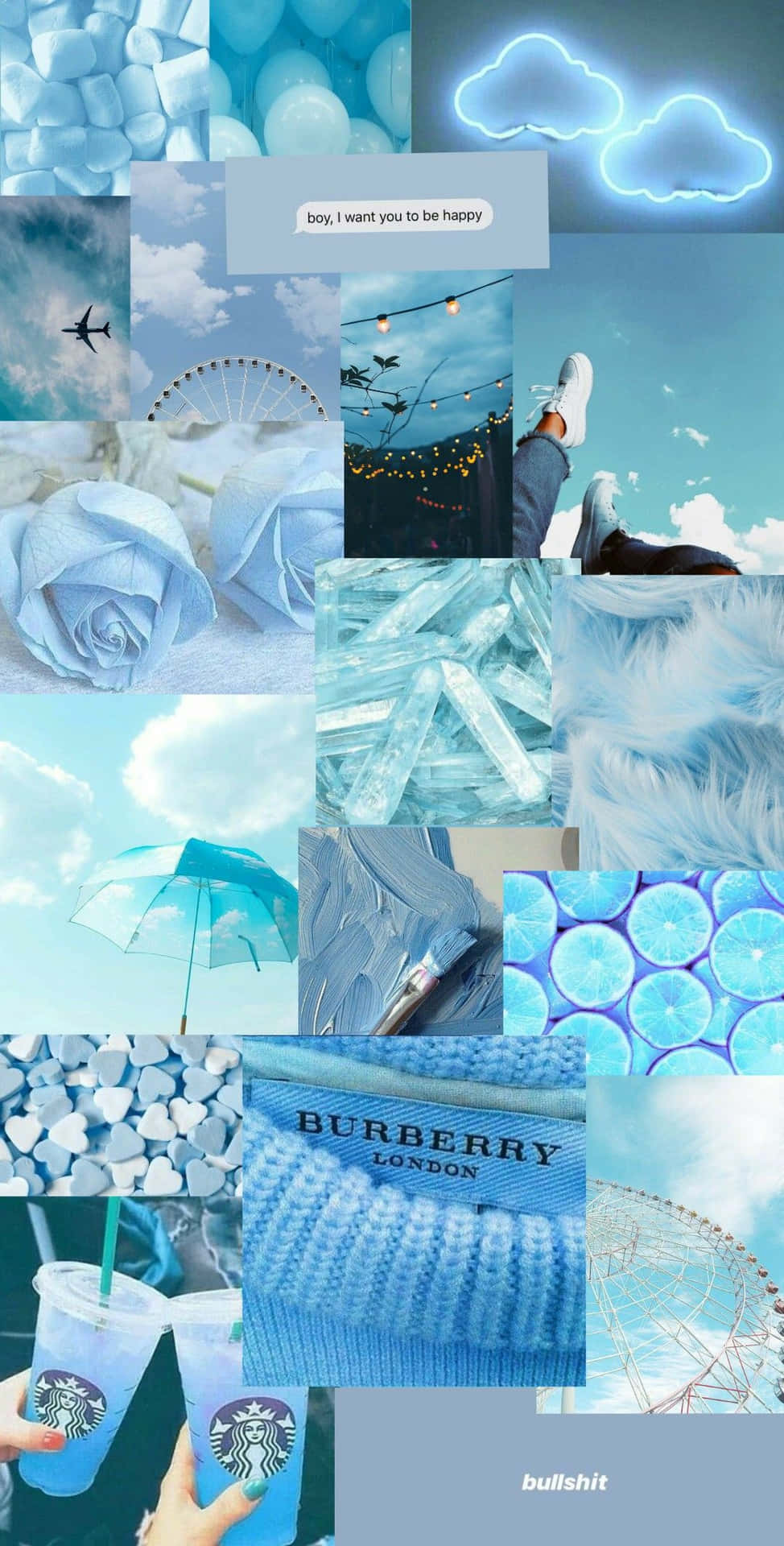 Cute Collage In Blue Aesthetic Background