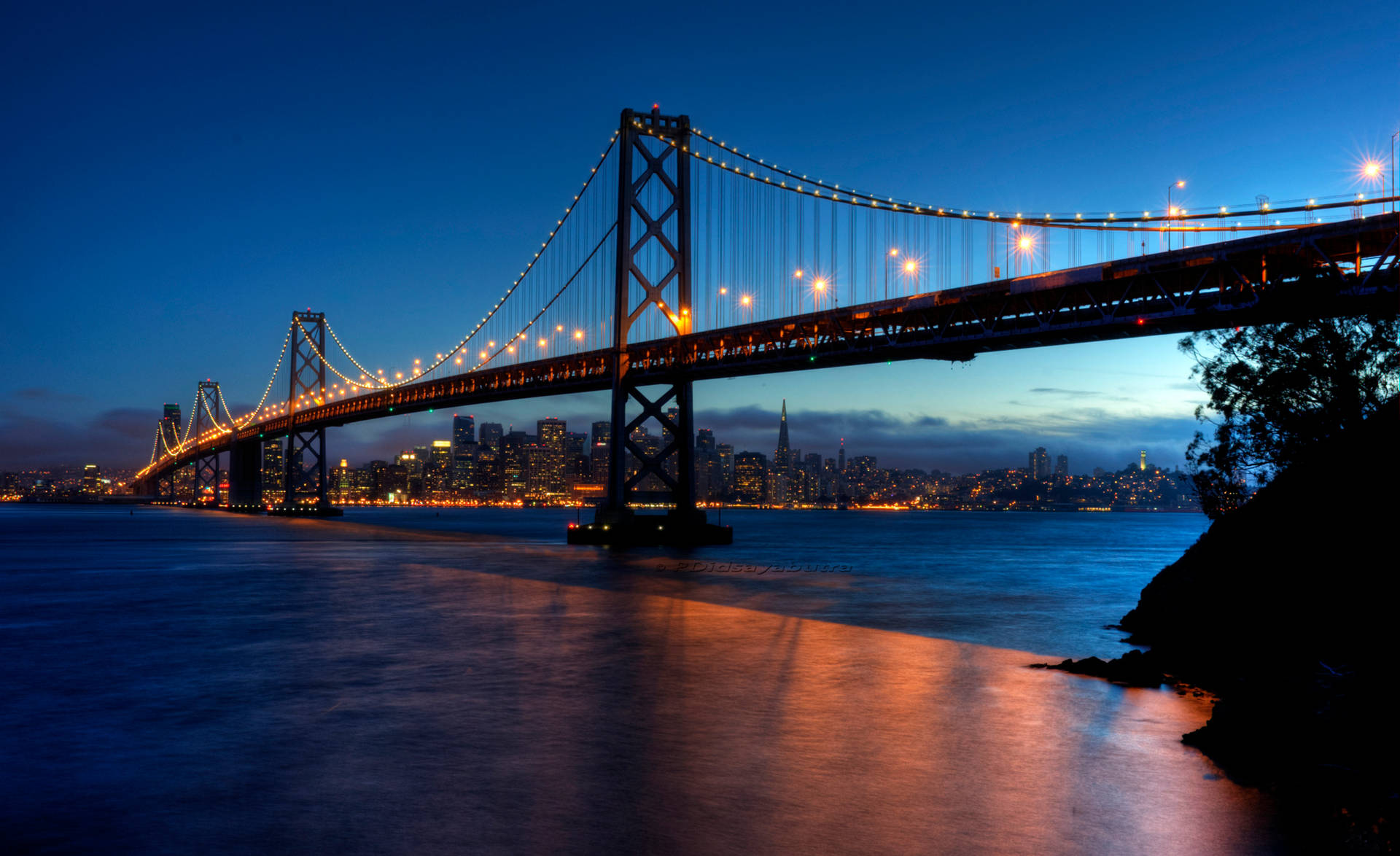 Blue Evening Bay Bridge San Francisco Photography Wallpaper