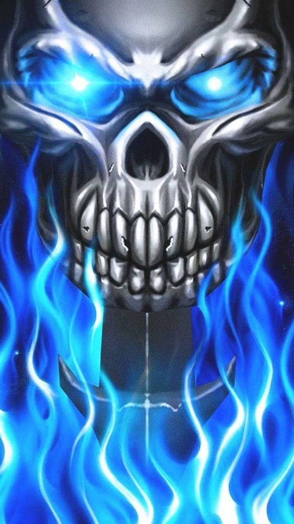 Blue Ghost Rider Metallic Skull Wallpaper