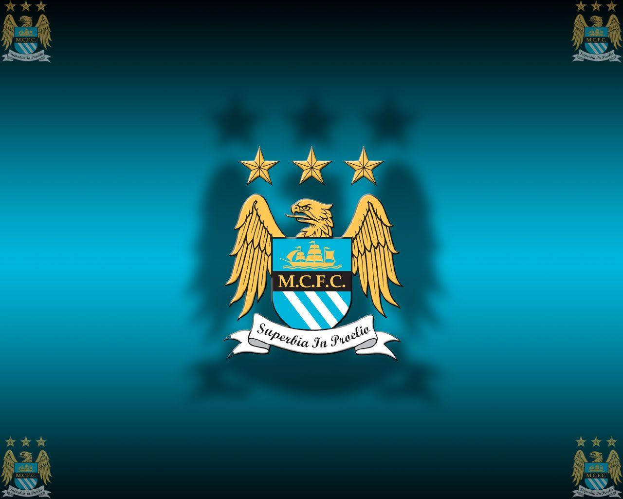 Blue Gradient Manchester City FC Logo Wallpaper