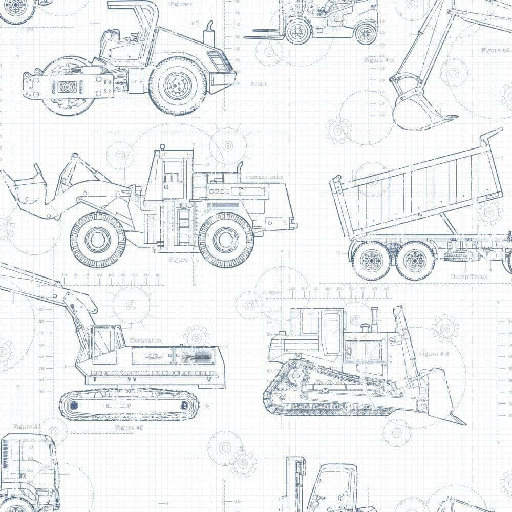 Blueprint Background Different Types Of Tractors