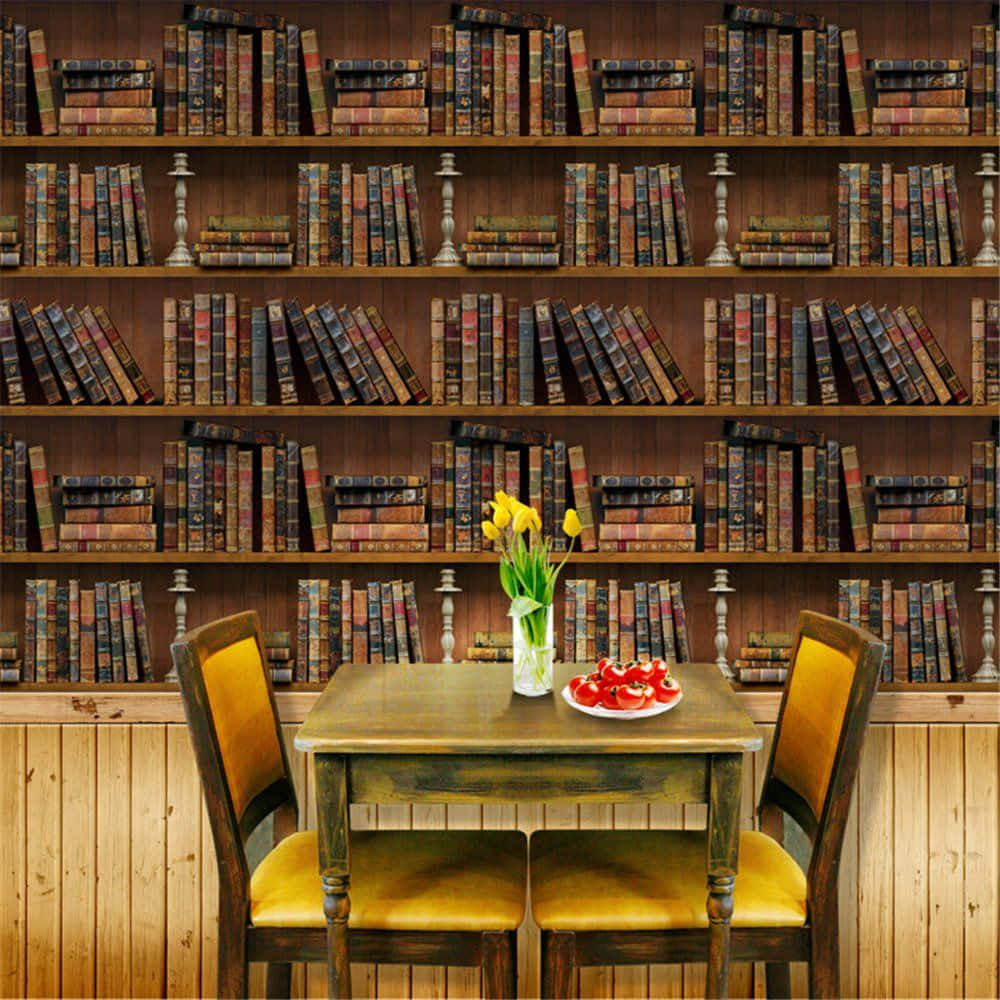 Digital image Of Bookshelf Background For Desktop