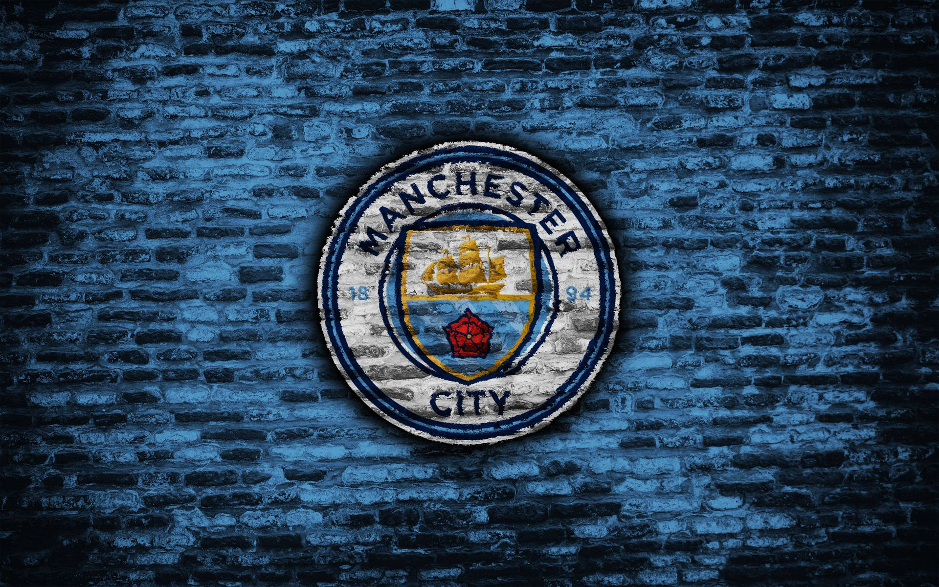 Brick Wall With Manchester City Logo Wallpaper