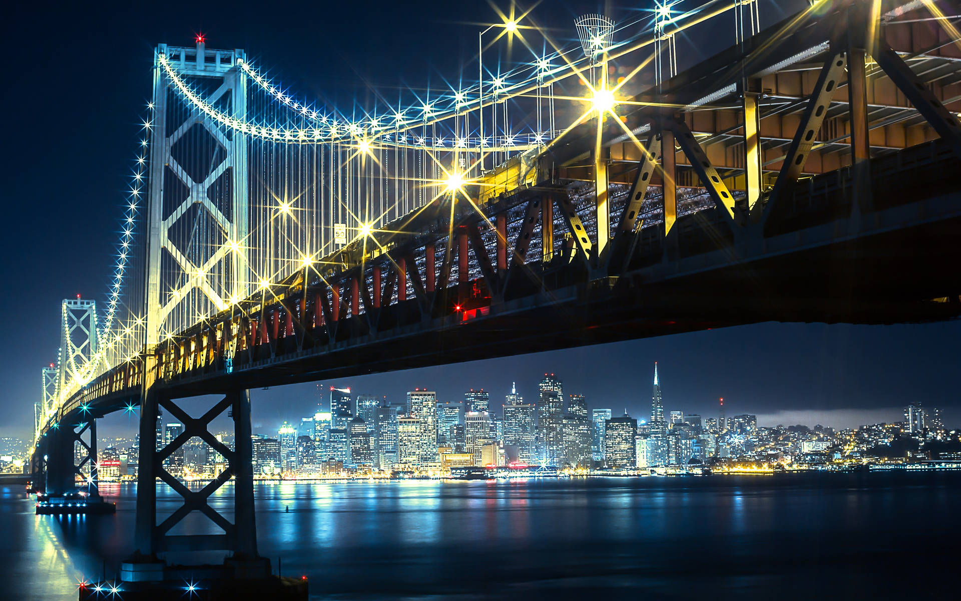 Dazzling View of the Bay Bridge in San Francisco Wallpaper