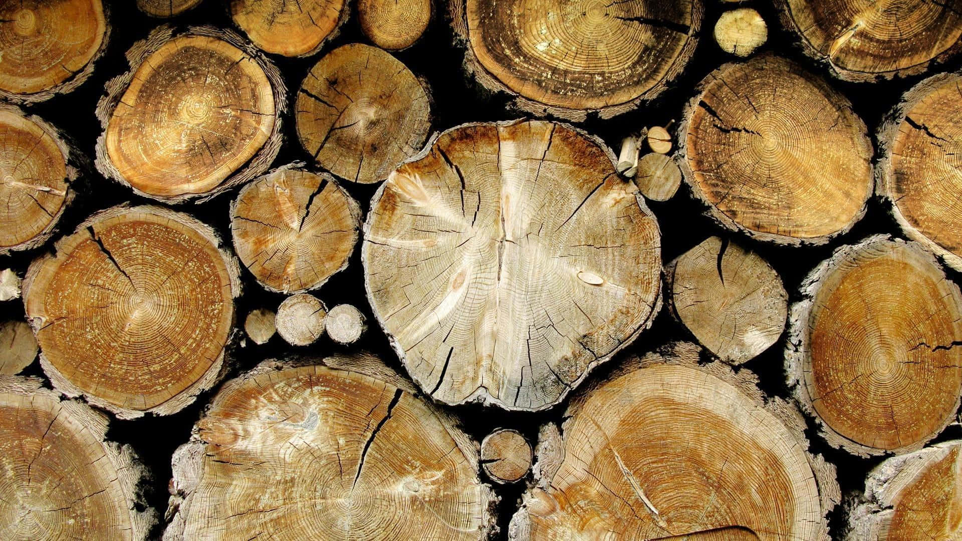 "Detailed Cross-Section of Antique Timber" Wallpaper