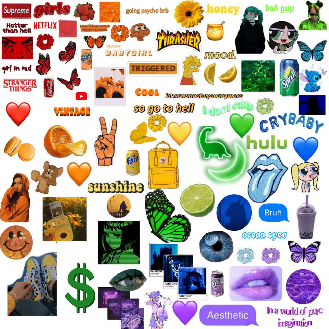 A Collage Of Various Stickers And Images Wallpaper