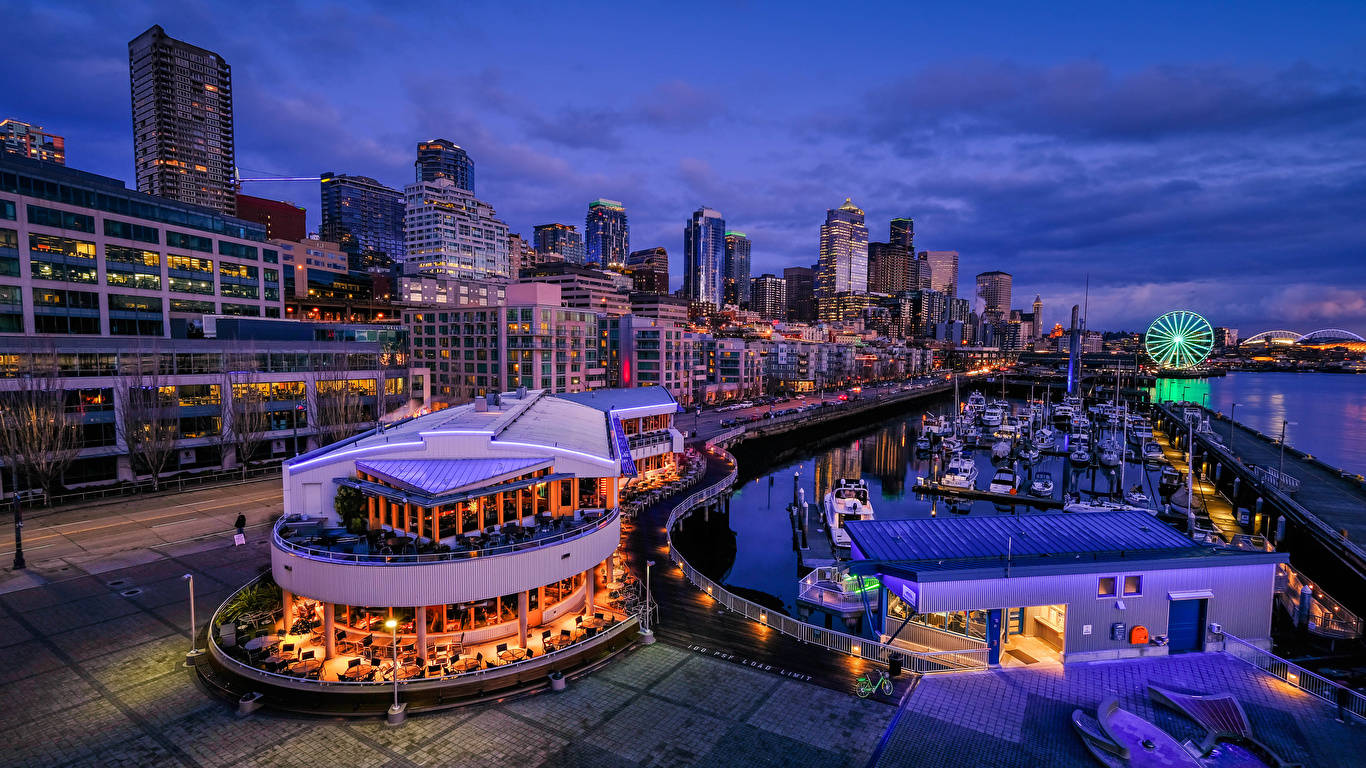 Buildings And Port In Seattle Wallpaper