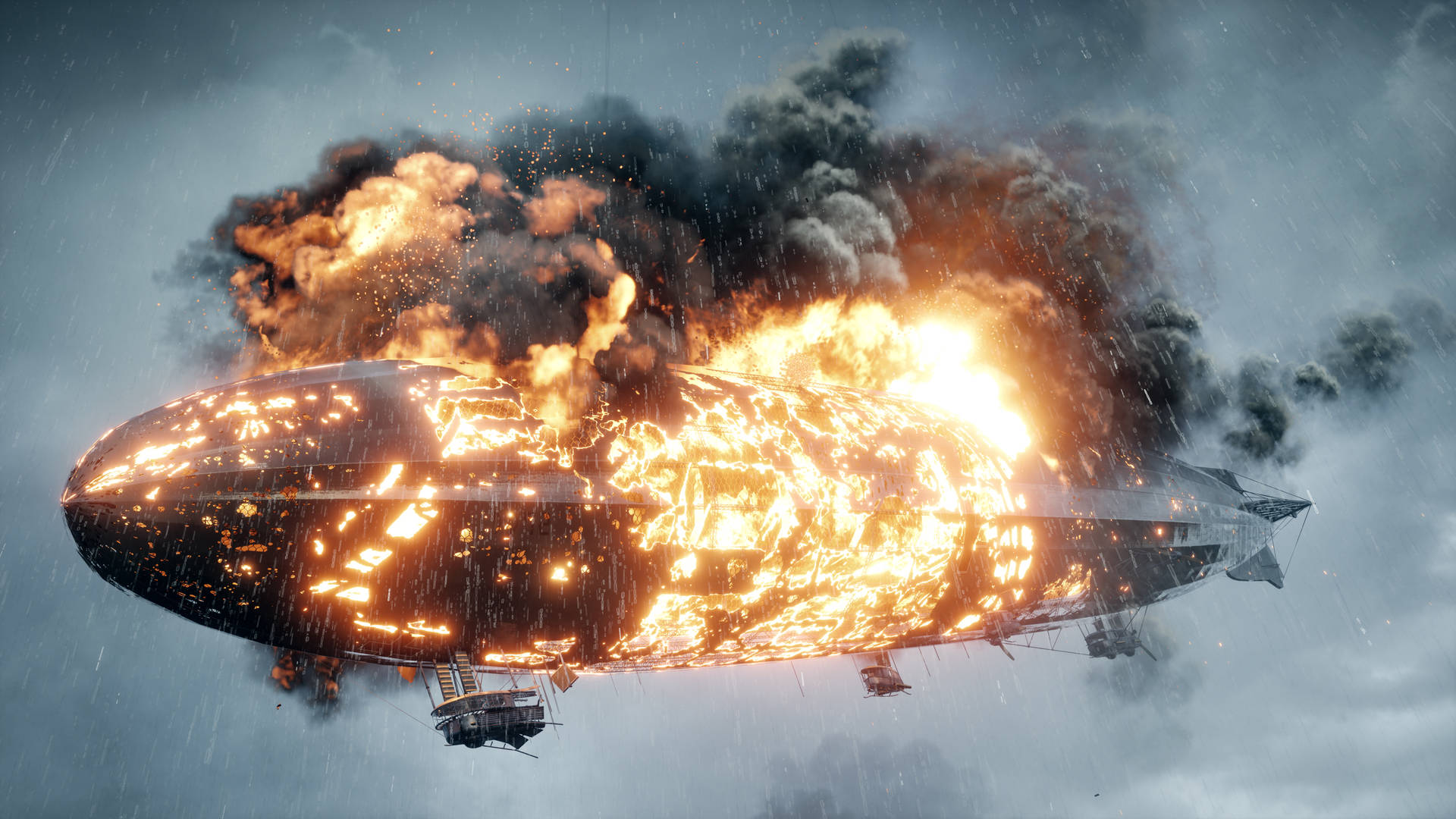 Burning Aircraft In Battlefield Game Wallpaper
