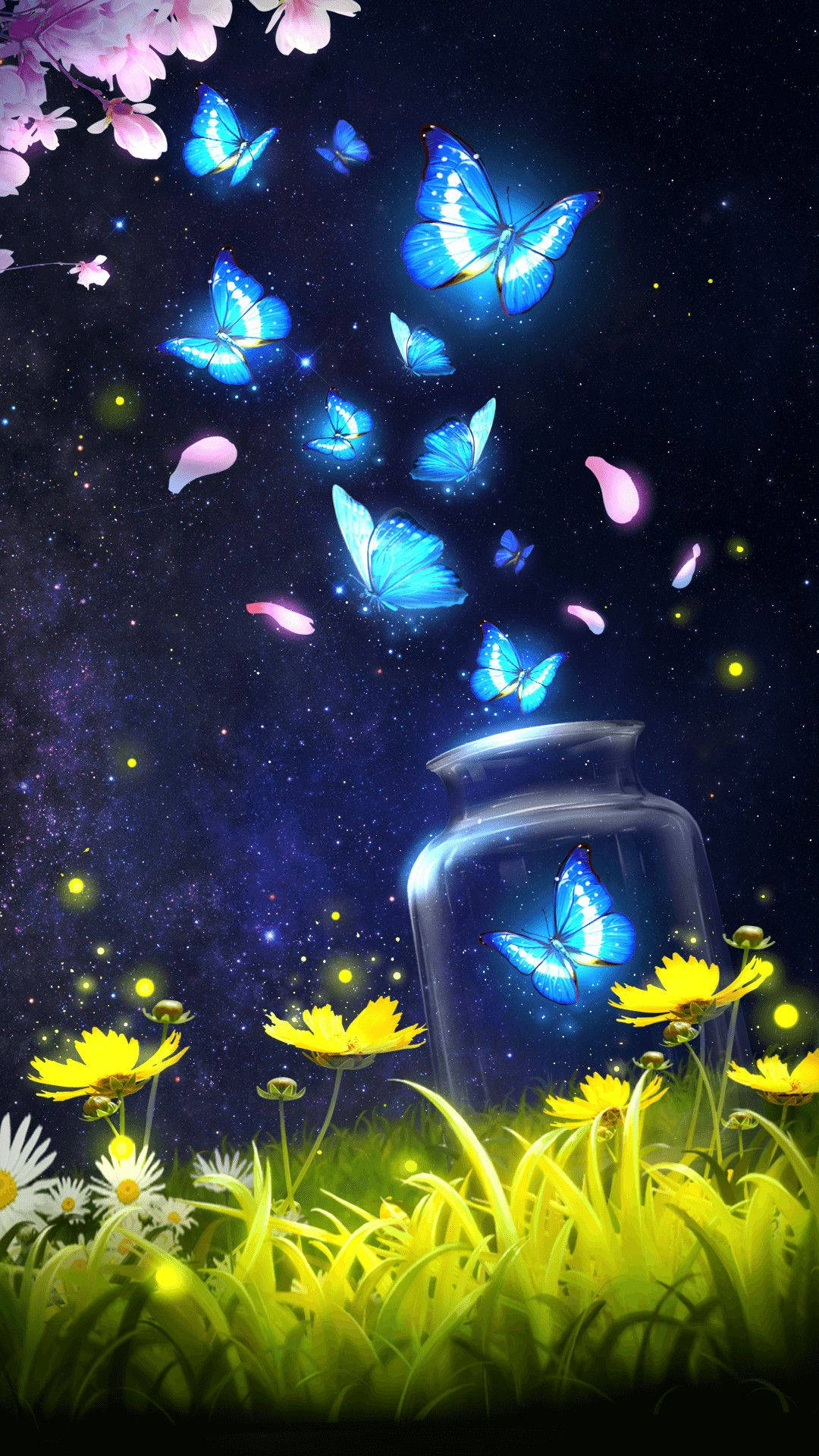 Beautiful Butterflies Animated in Mid-Flight Wallpaper