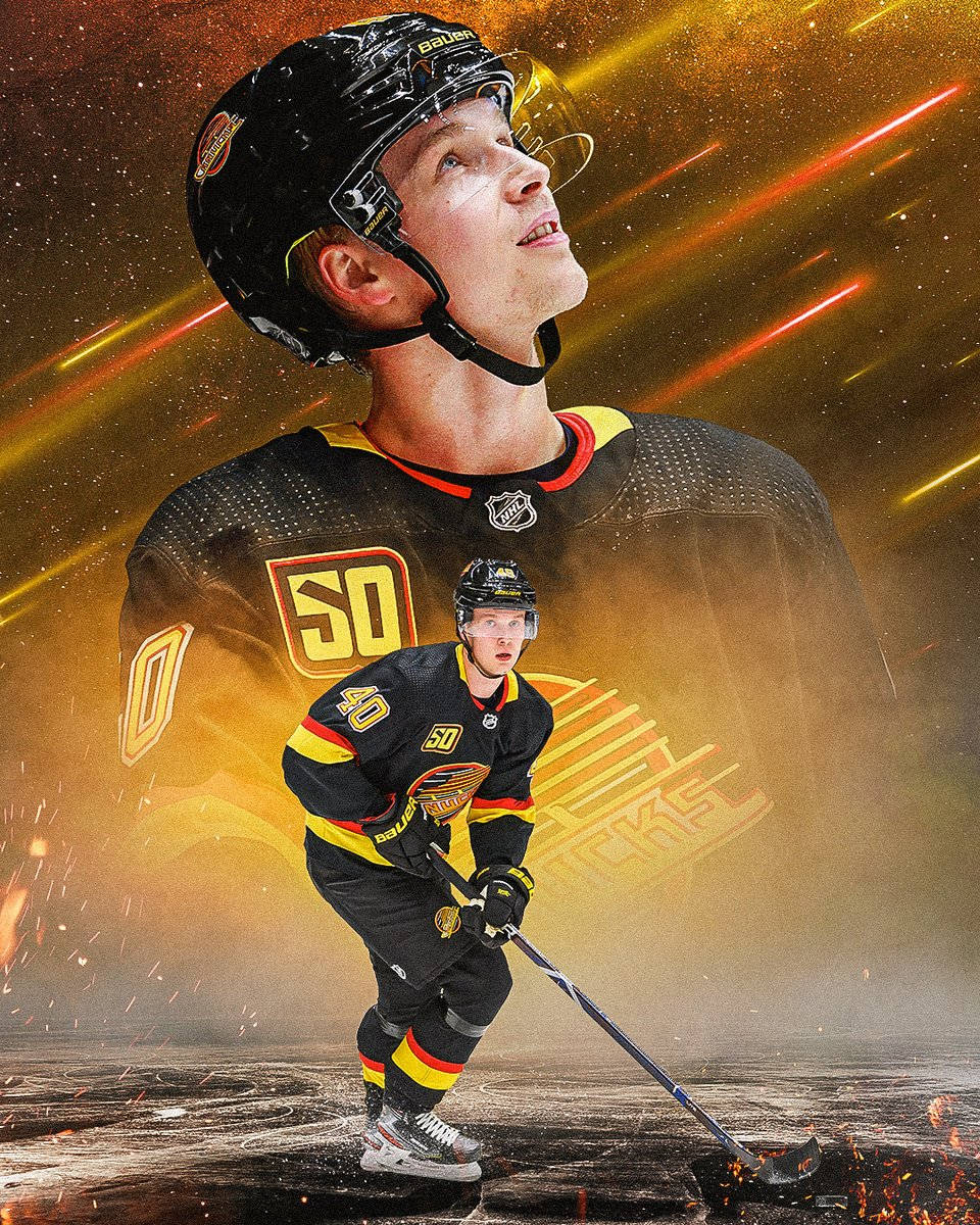 Canadian NHL Player Elias Pettersson Digital Illustration Wallpaper
