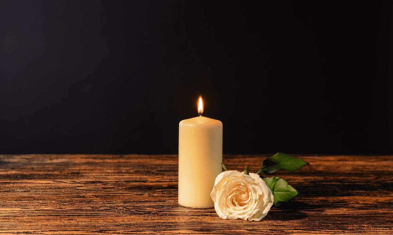 Candle And White Rose Condolence Wallpaper