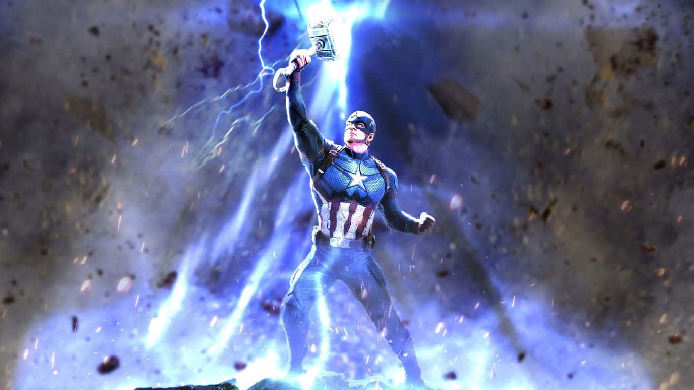 Captain America Worthy With Thor's Hammer Wallpaper