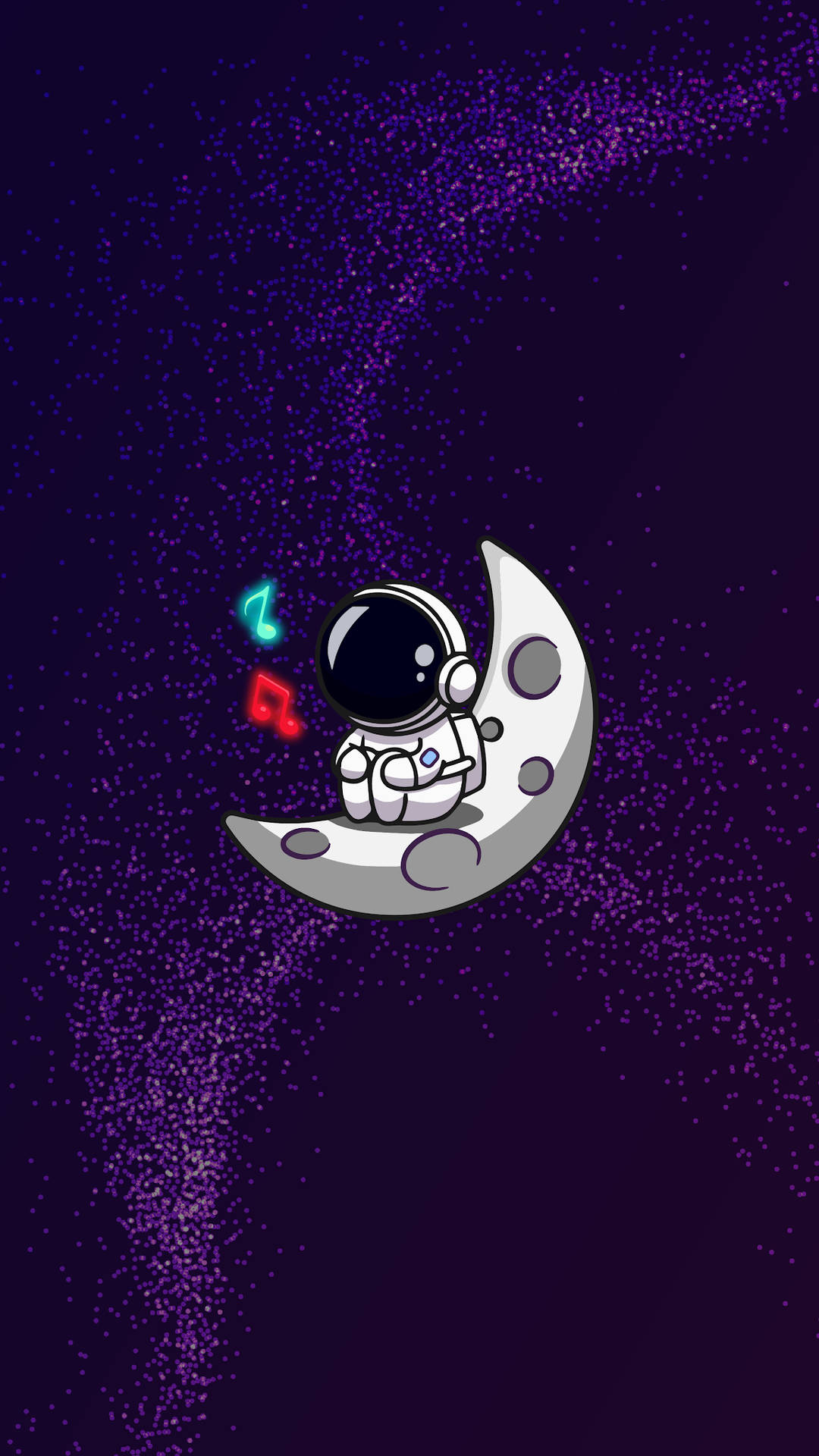 Cartoon Astronaut Singing On The Moon Wallpaper