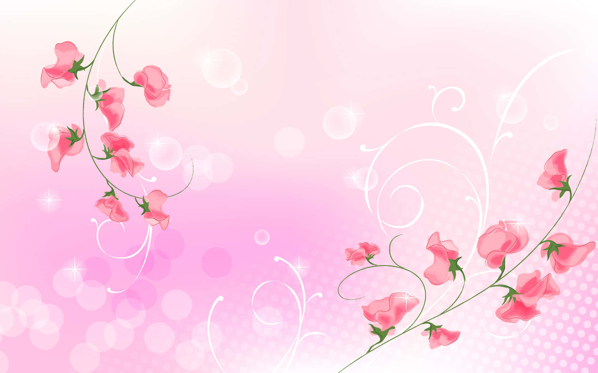 Pink Floral Cartoon Illustration Background