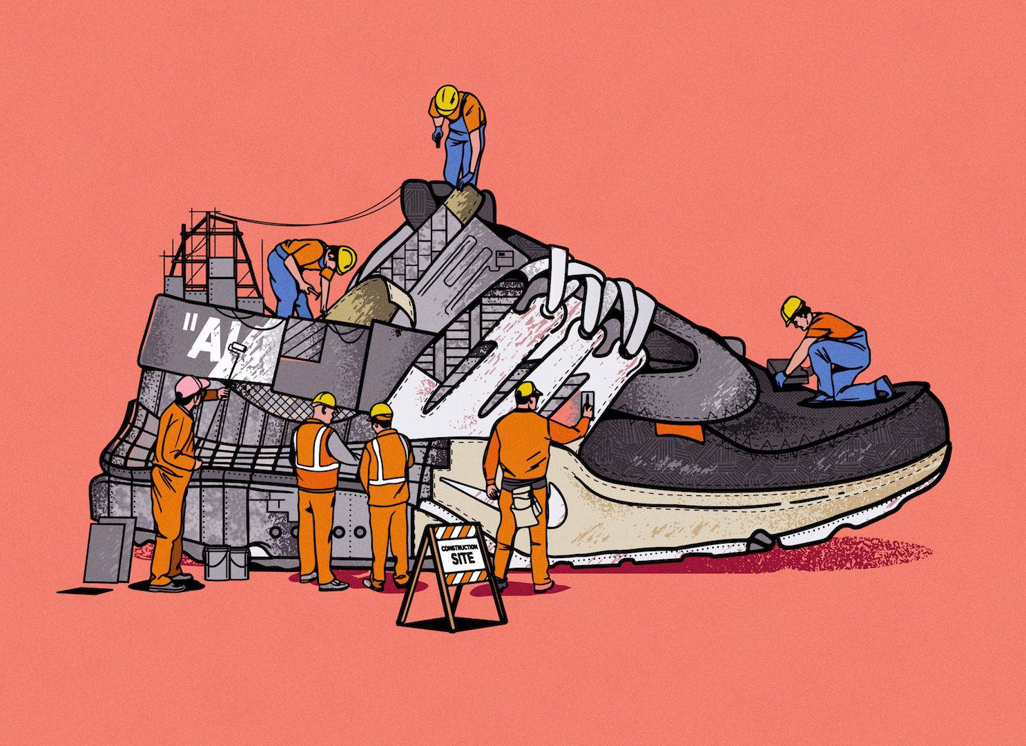 Cartoon Jordan Shoes Under Construction Wallpaper