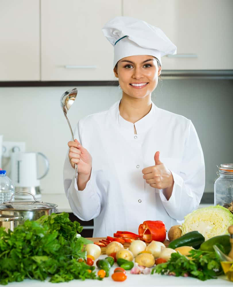 Female Chef With Vegetables Picture