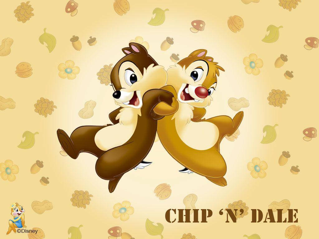 Chip N Dale Holding While Jumping Wallpaper