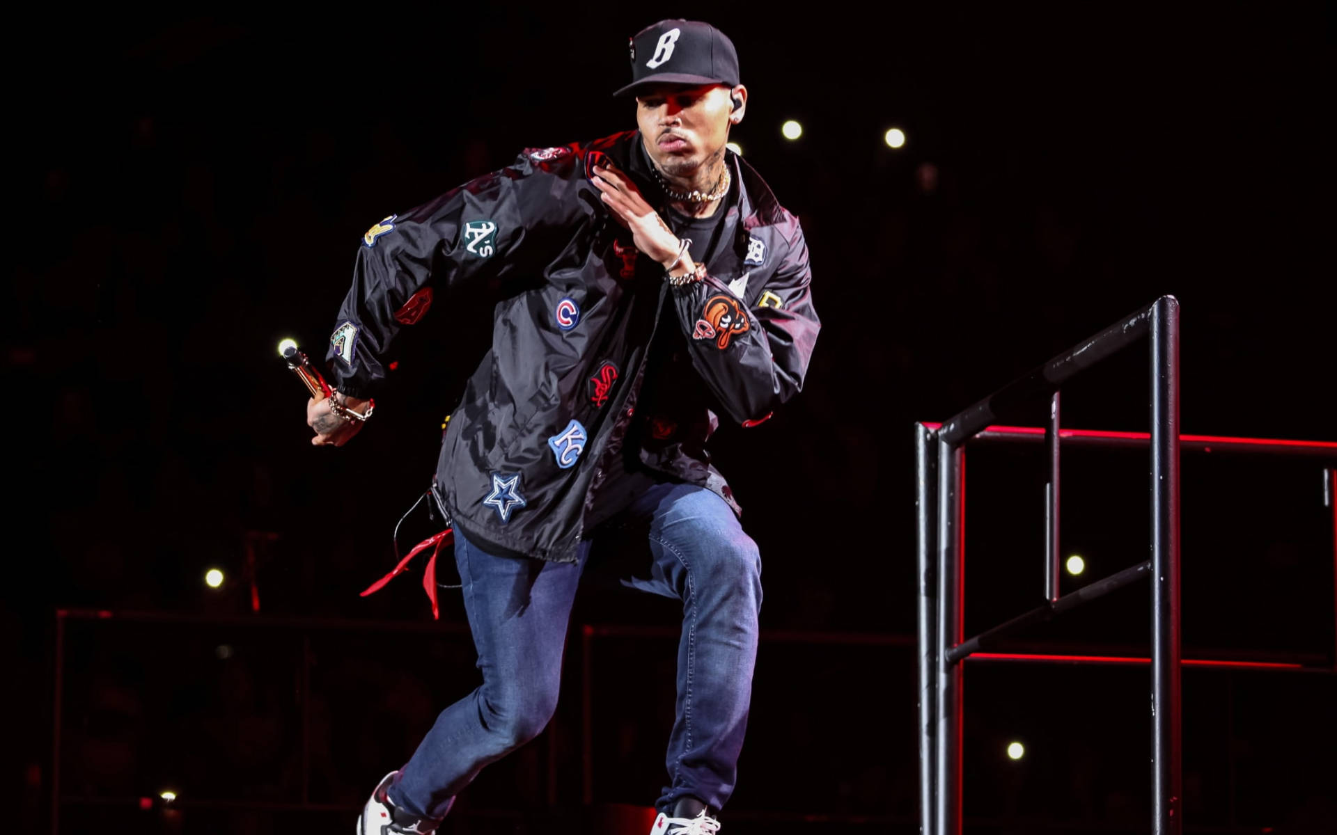 Chris Brown Performing In Stage Wallpaper