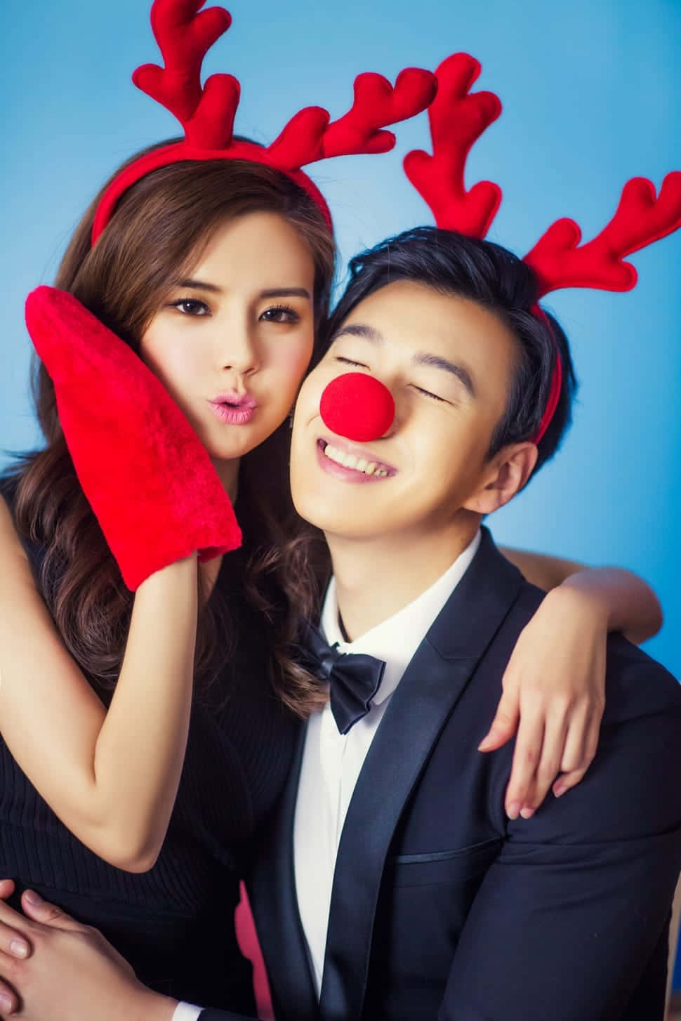 Reindeer Costume Christmas Couple Picture