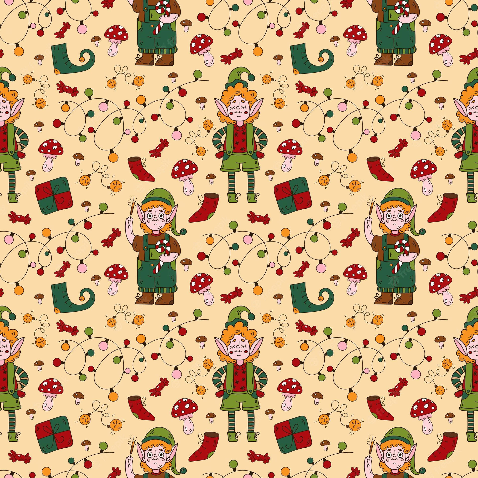 Christmas Elf Holding A Wand Wallpaper