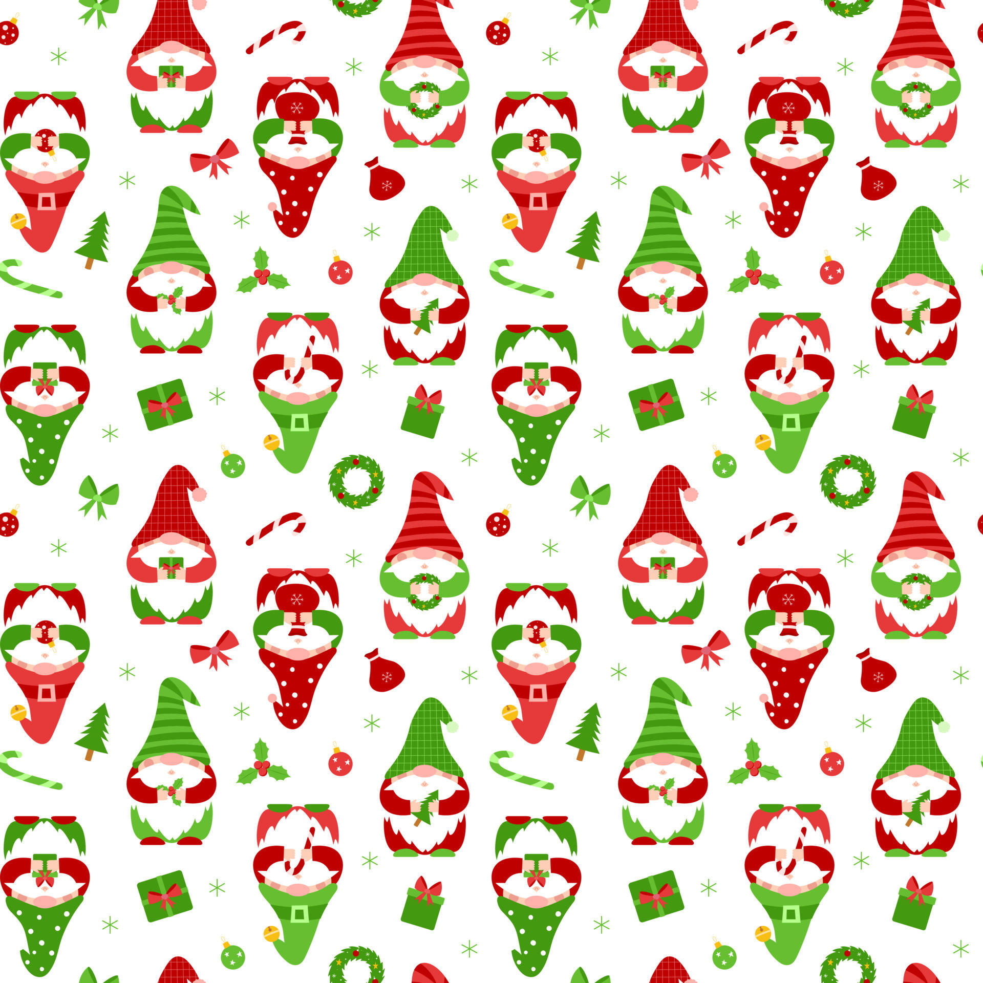 A cheerful Christmas elf is delivering presents to children Wallpaper