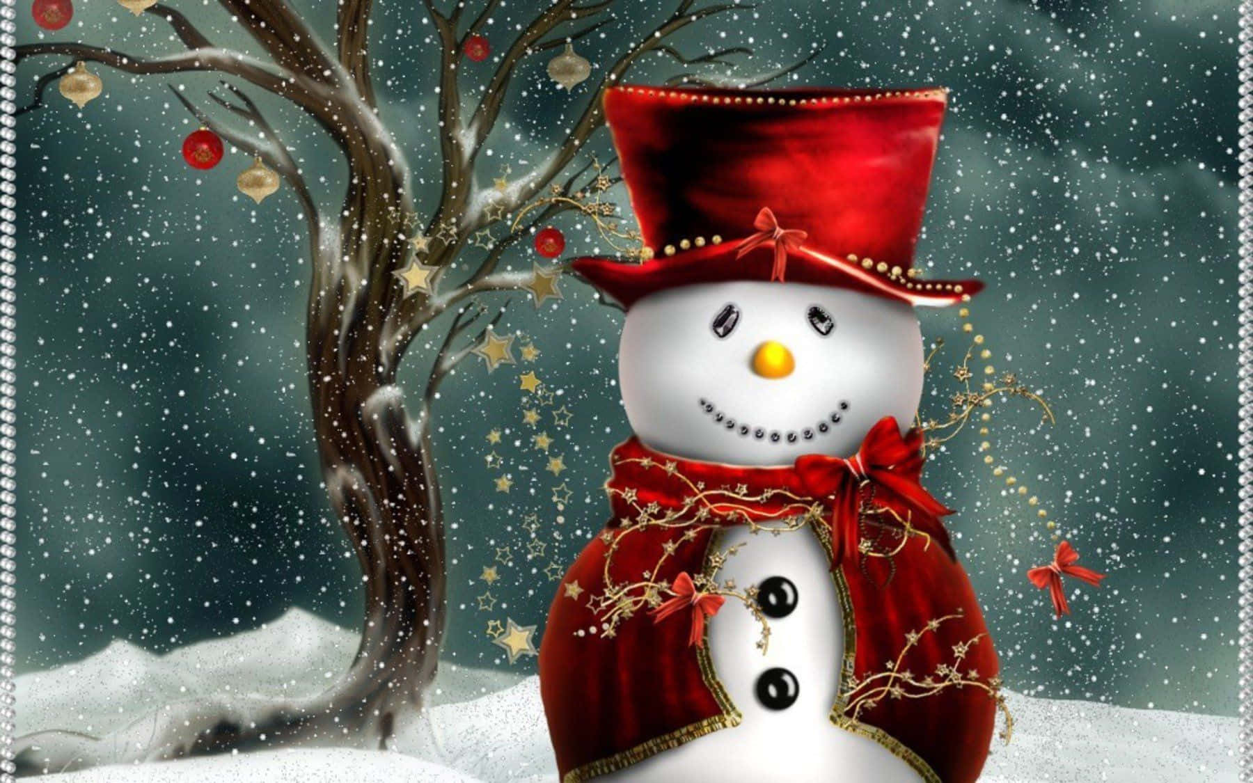 "Delightful Christmas Snowman radiating the joy of the holiday season" Wallpaper