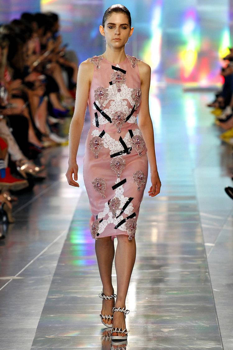 Christopher Kane's Intricate Pink Beaded Lacey Dress Wallpaper