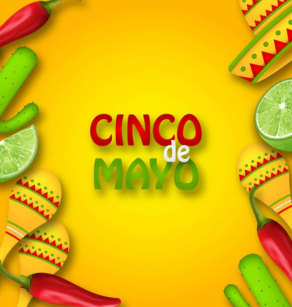 Yellow Green And Red Cinco De Mayo Background