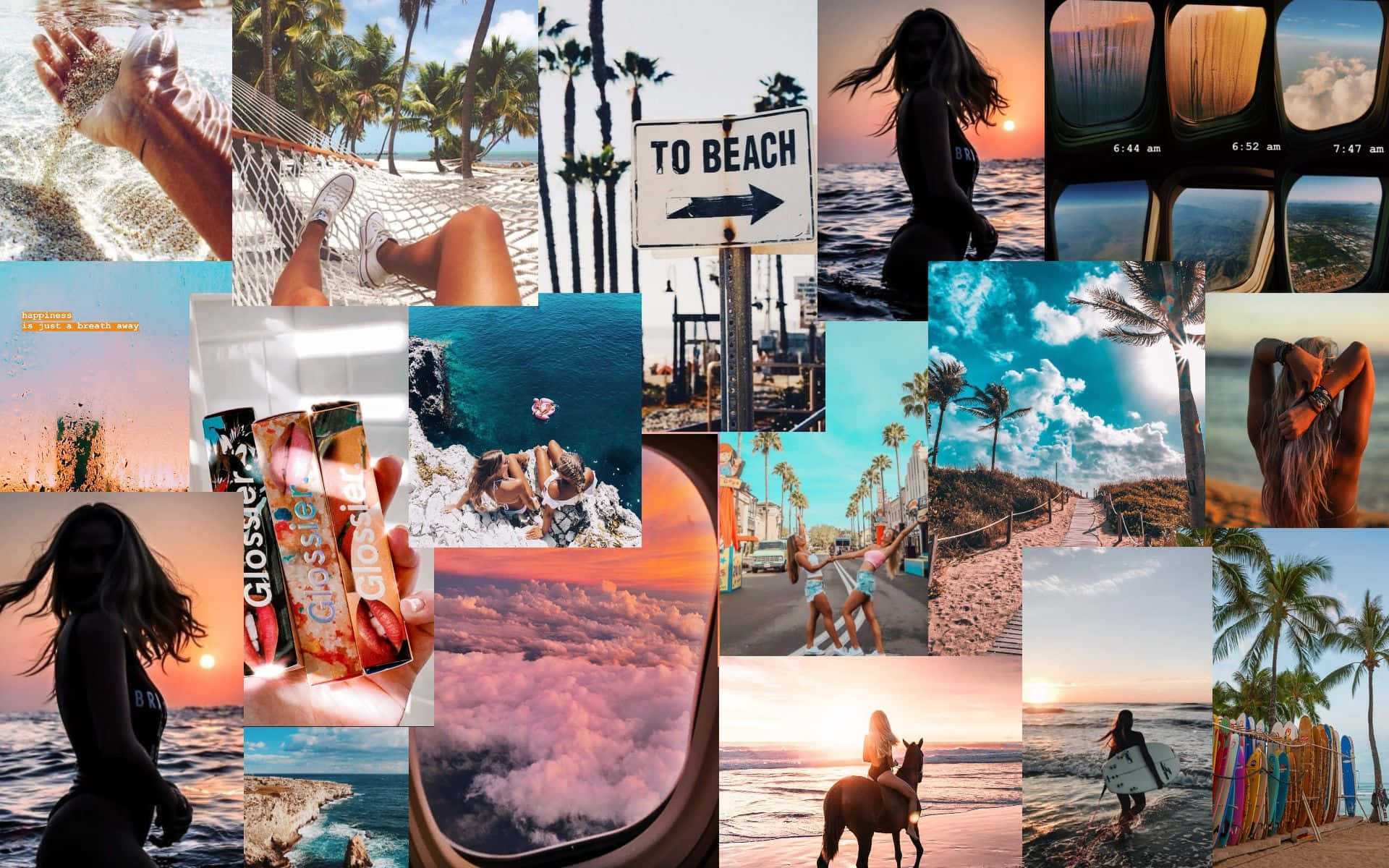 Up and Away: A laptop ready for summer with a unique, creative collage aesthetic Wallpaper